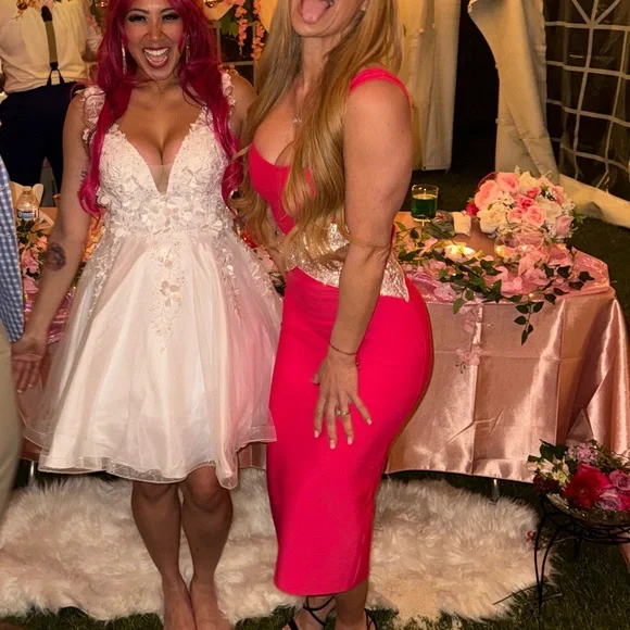 Elegant Pink Dress with rhinestone Accents - Picture 8 of 11